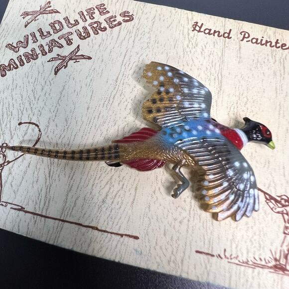 Vintage Wildlife Miniatures Pheasant Pin Brooch Hand Panted 2.25” - Picture 1 of 4